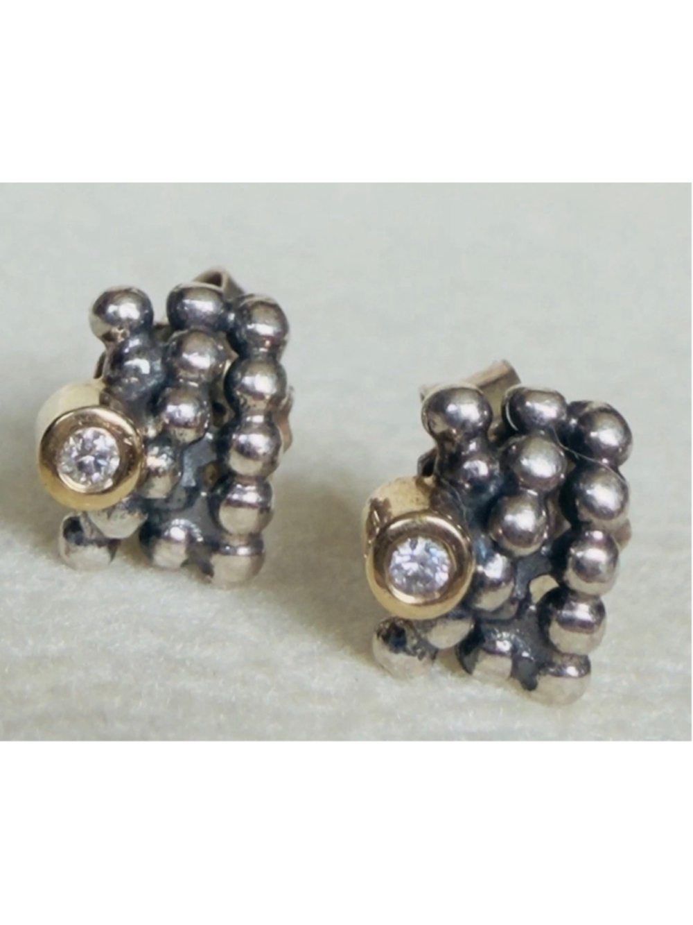 Pandora Sterling Silver Entangled Beauty Earrings Diamonds, 14k Gold